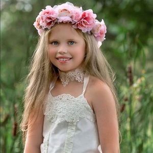 Pink Flower Halo - Flower Girl Crown - Wedding